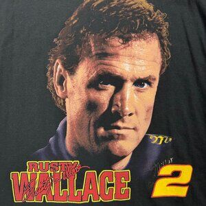 Vintage Rusty Wallace Nutmeg Mills Sz L T Shirt Nascar Auto Racing